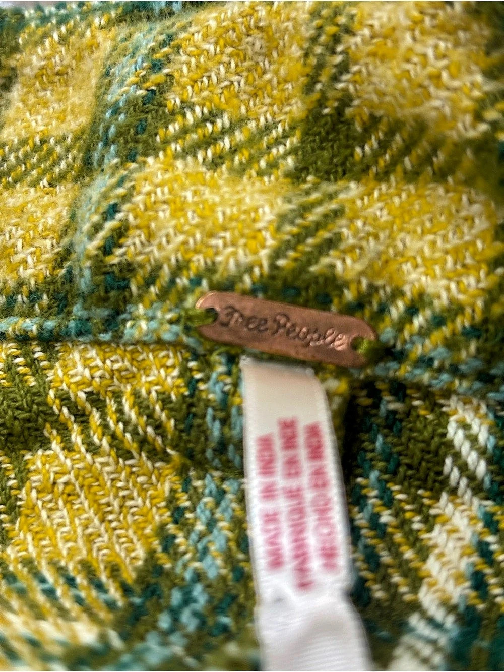 Free People About It Baggy Trousers Yellow & Green Small - Picture 2 of 6